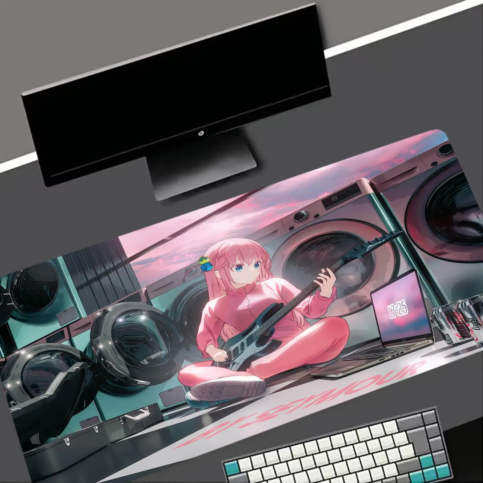 

B-Bocchi The Rock Anime Large Gaming Mousepad Game Rubber Computer Mouse Mat HD Print Mouse Pad Gamer Locking Edge Accessories