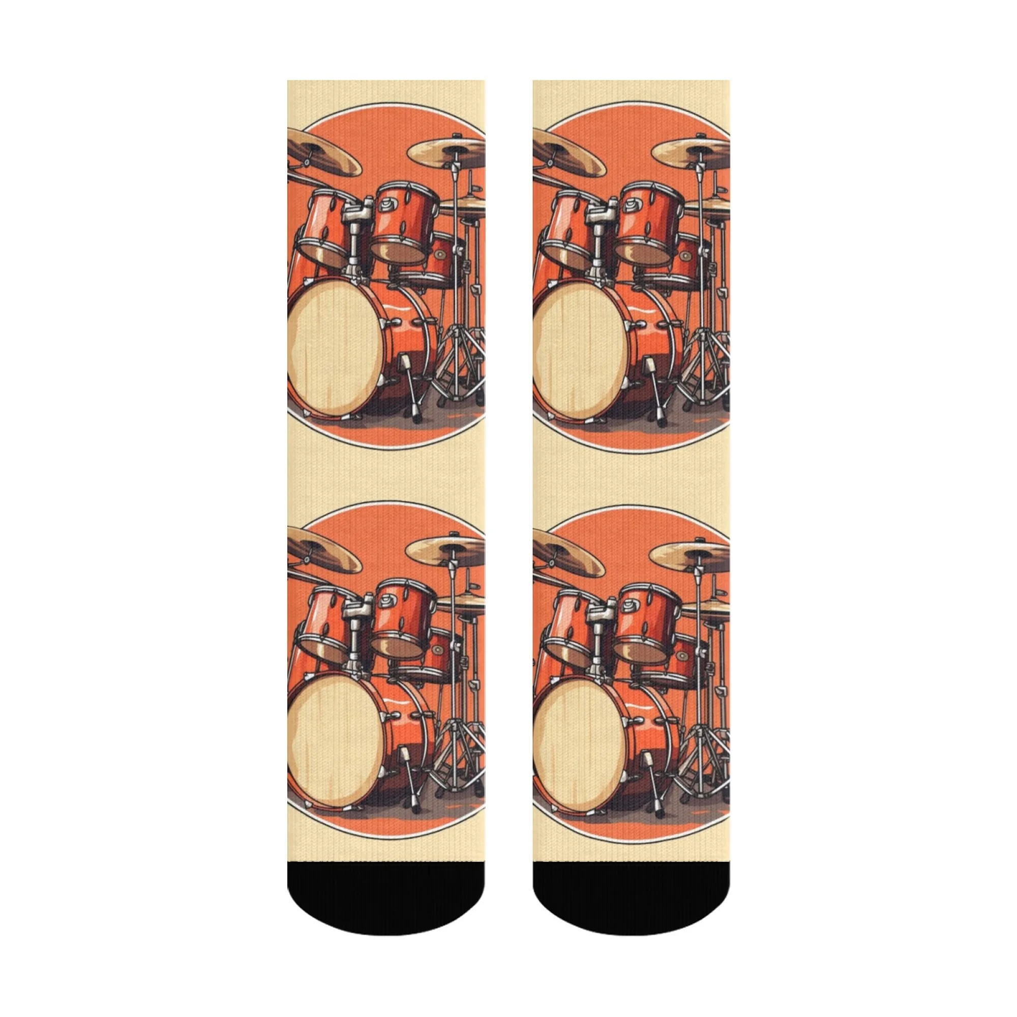 Funny Music Lover Men Socks Drum Pattern Casual & Performance Footwear for Drummers Musicians Concerts Novelty Gift Idea
