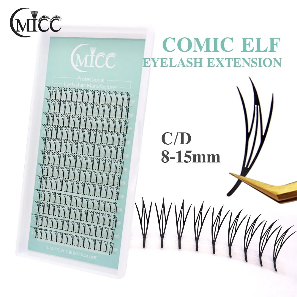 CMICC 12 Reihen Fans Manga Wimpernverlängerung Elfenohrwimpern Vorgefertigte Volumenwimpern Fans Faux Mink Lashes Kaschmirfederwimpern
