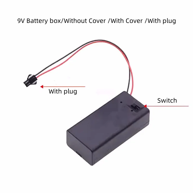 Caja de batería de 9V, soporte de batería, accesorios de batería 6F22, batería cuadrada con Cable de enchufe PH2.0/XH2.54, enchufe DuPont