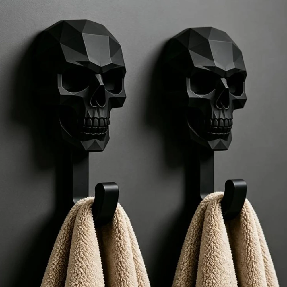 Totenkopf-Wandhaken, Aufbewahrungshaken für Mäntel und Hüte, Aufbewahrungshaken für die Tür, Halloween-Atmosphäre, dekorativer praktischer Haken im Punk-Stil