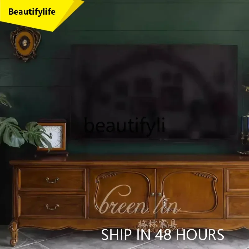 

A45 American retro solid wood TV cabinet/European neoclassical light luxury locker