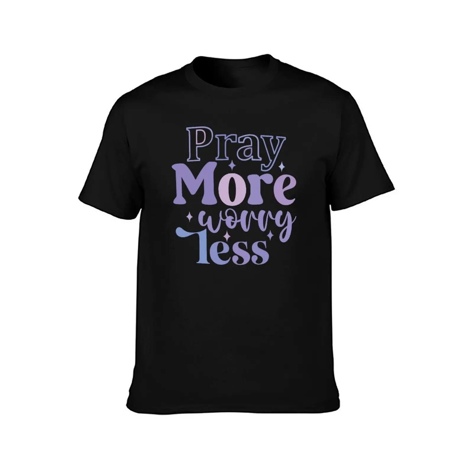 Pray More Worry Less T-Shirt Summer Casual Cotton Tee Oversized Streetwear Tops Vintage Graphic Print Loose Fit Short Sleeve