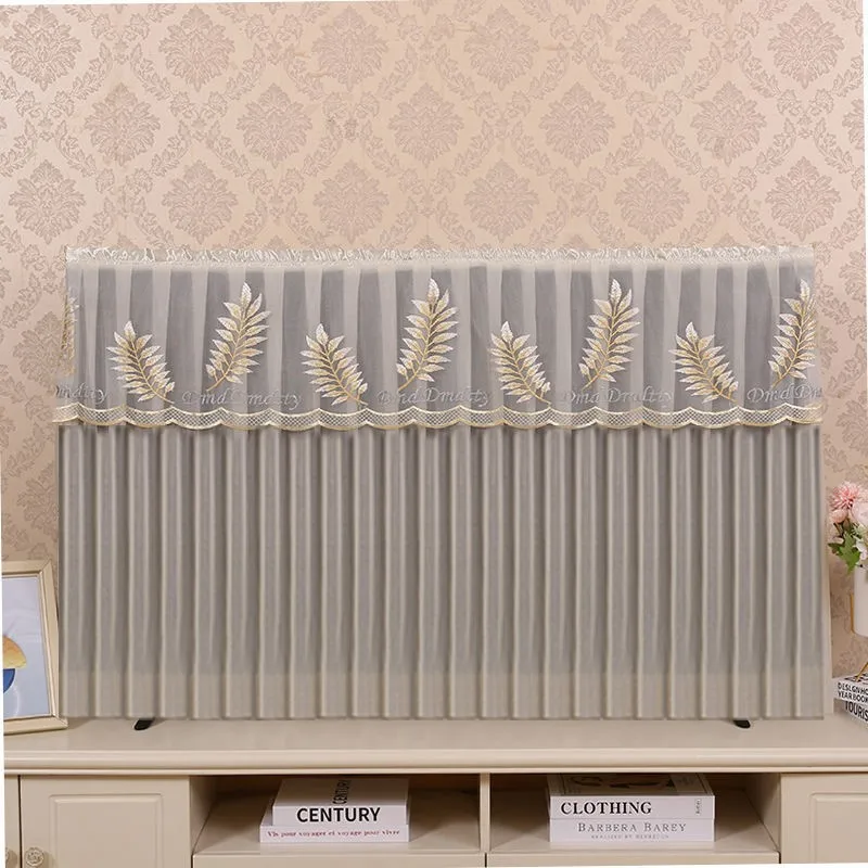 Household TV Dust Cover Does Not Take Off Style Hanging Desktop LCD TV Cover Home TV Dustproof Cover Lace Yarn Dust Cover ZG315