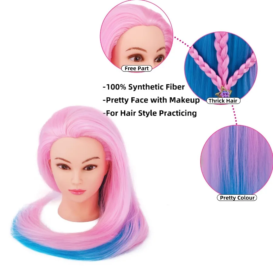 رأس عارضة أزياء مقاس 29 بوصة مع شعر للتدريب على التجميل: أداة ممارسة تصفيف الشعر الواقعية مع مجموعة حامل المشبك مثالية لـ Ha