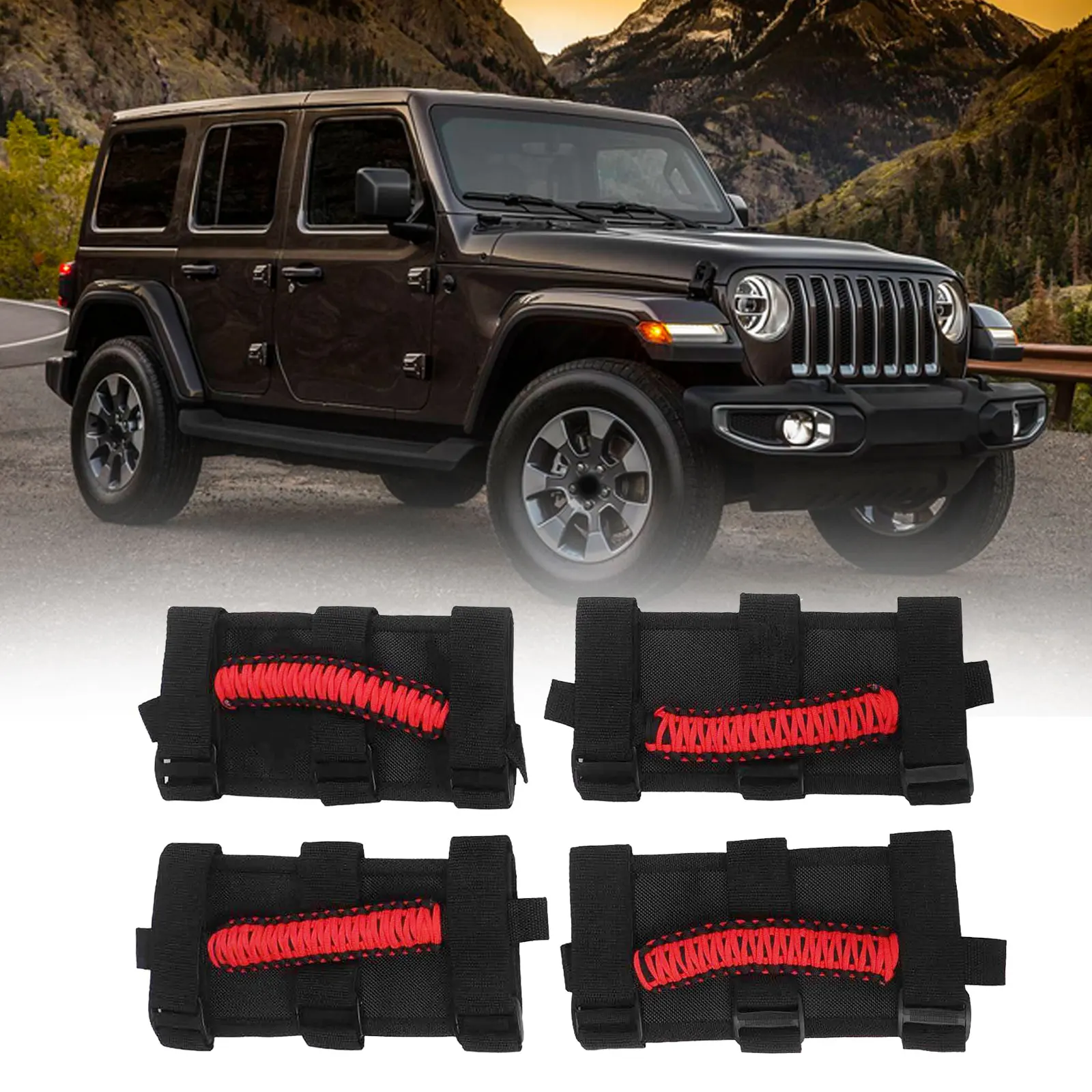 

4-Piece Car Roof Trolley Handle Roll Bar Grab Inner Handles For Wrangler ForJeep Modified Passenger Roof Handrail Interior Parts