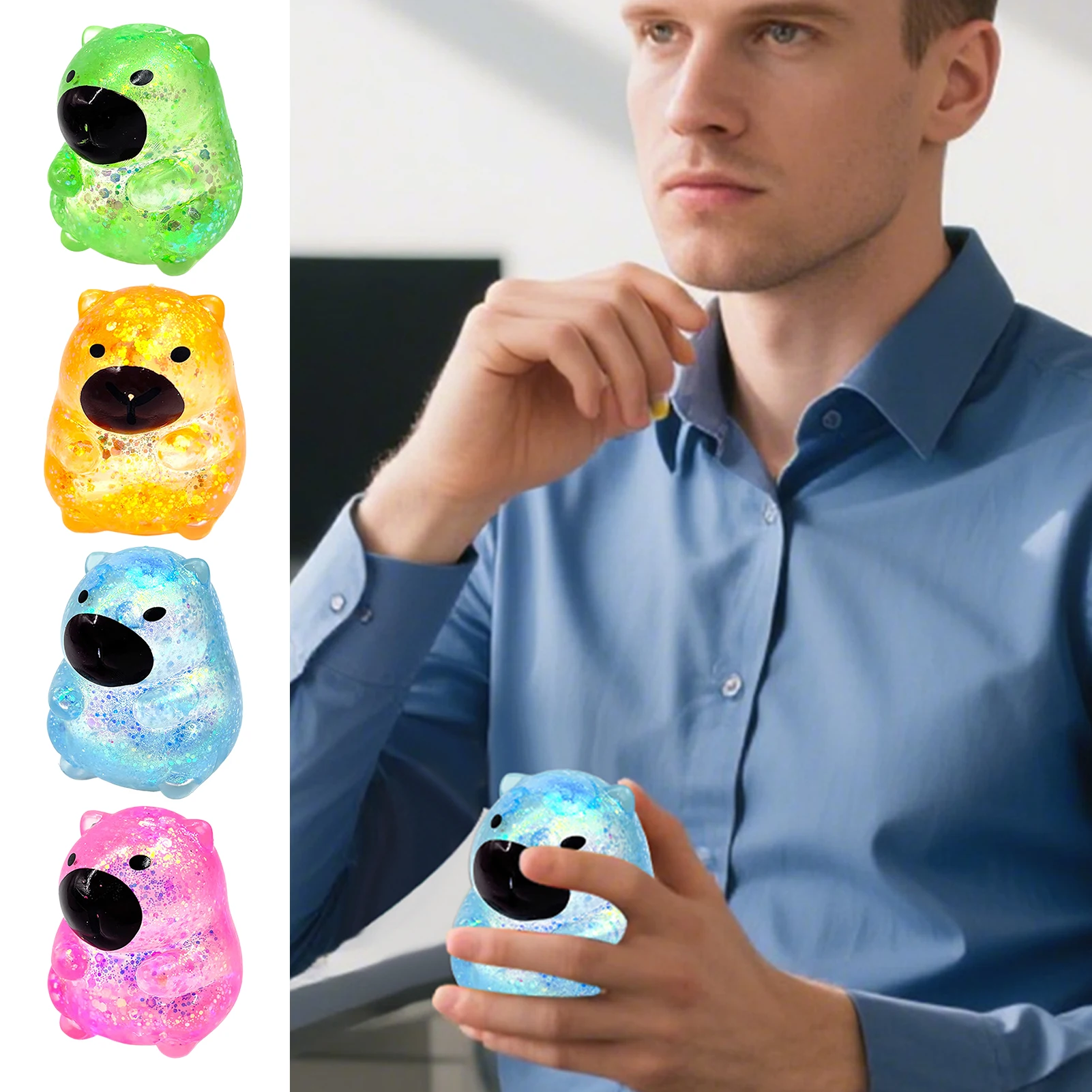 Cubo di malta Giocattolo da spremere antistress D ecompressione Piccoli cubetti di ghiaccio Antistress Rimbalzo lento Luce polare Blocco TPR da spremere colorato