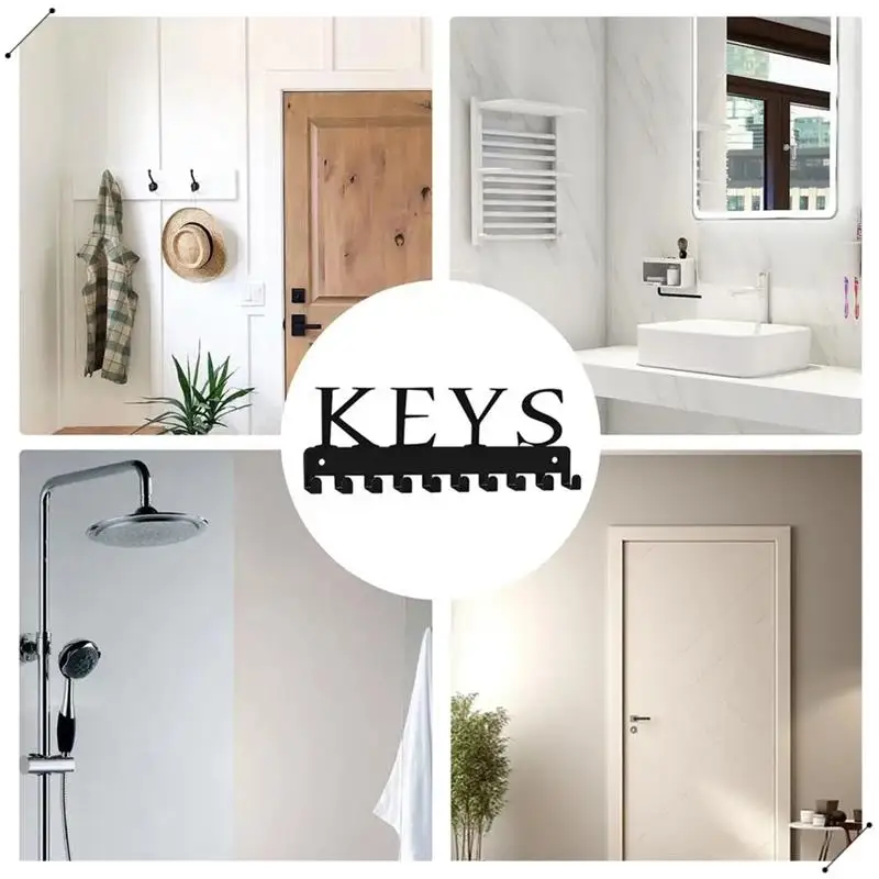 Key Hooks For Wall Key Hanger Iron Art Key Chain Holder Wall Mounted Key Holder Key Organizer For Entryway Hallway Keys