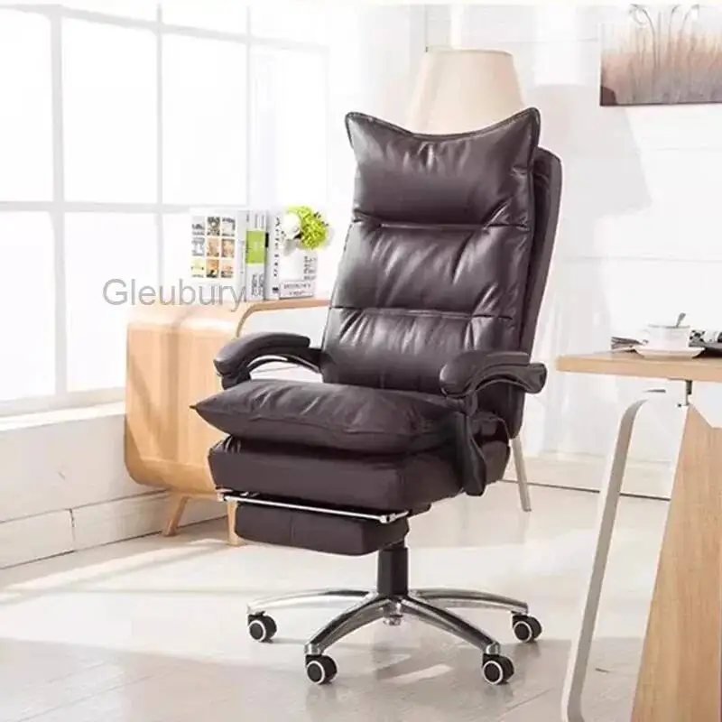 

Роскошное кожаное дизайнерское офисное кресло с подушкой, подставкой для ног и расслабляющей спинкой, для туалетного столика, модная мебель
