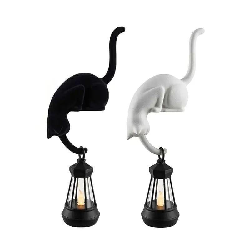 ABKY-For Cat LED Lantern Tree Decor- Multifunctional Wall Shelf& Night Light For Cats, Home Accent& Gift For Cat Lovers