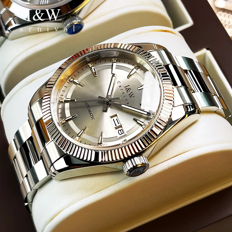 كرنفال العلامة التجارية الراقية IW سلسلة 50 متر مقاوم للماء الياقوت ساعة ميكانيكية الرجال موضة أسبوع تاريخ NH36A حركة ساعات رجالي #2