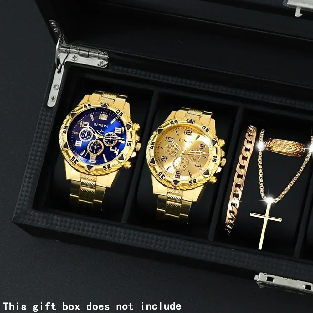 Blue Light Glass Men's Watch Steel Strap Quartz Watch Three Eye Business Casual Watch