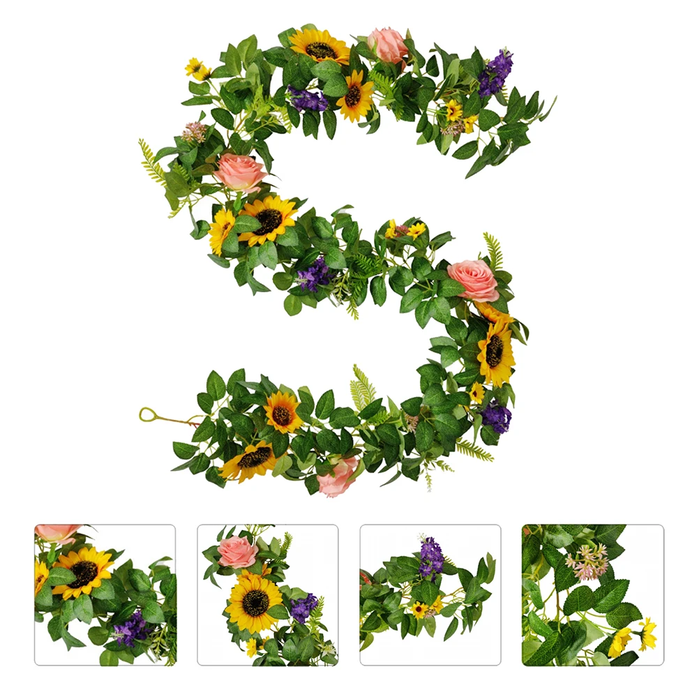 

Artificial Sunflower Vine Decor Plants Home Party Wedding Rattan Hydrangea Lifelike nament DIY Fake Green Leaves Decorative