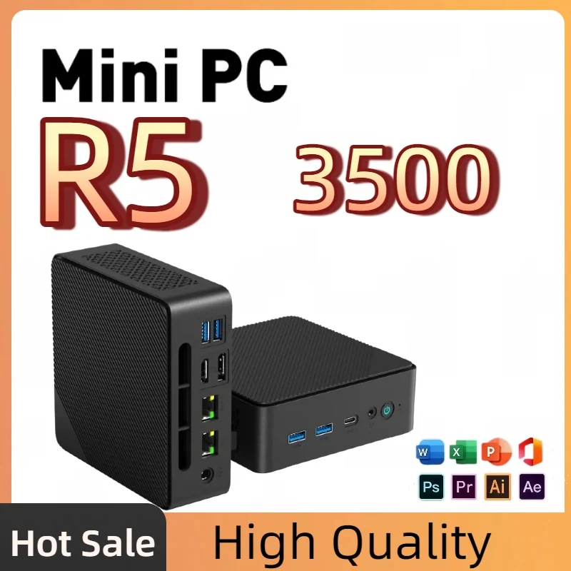 Mini PC LENO Ryzen 5 3500, 16GB DDR4, 2TB M.2 SSD, 4K, Computadora de Escritorio Pequeña, Mini PC Portátil, HDMI+DP, para Hogar y Oficina