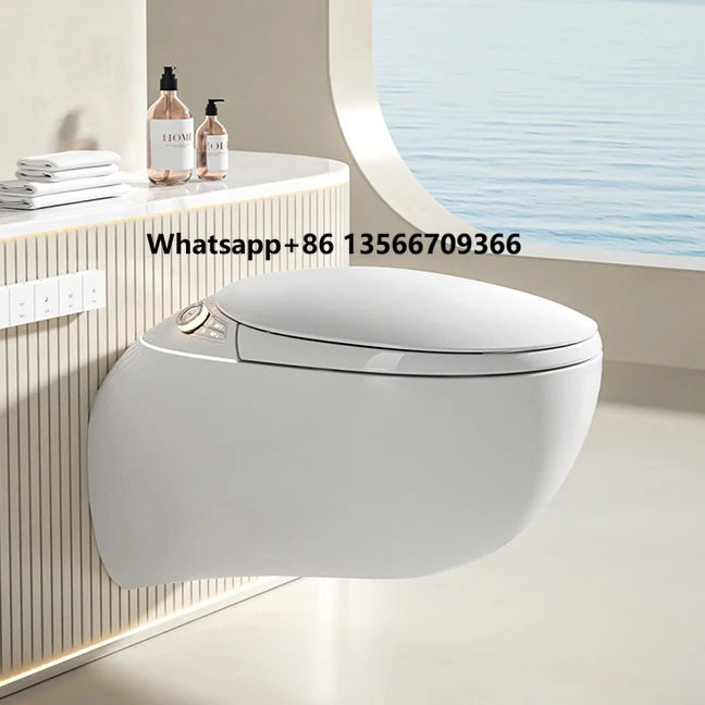 

Modern Style Wall Hung Bathroom Smart Toilet Bidet Automatic Flush Intelligent Closestool Bathroom Smart Toilets