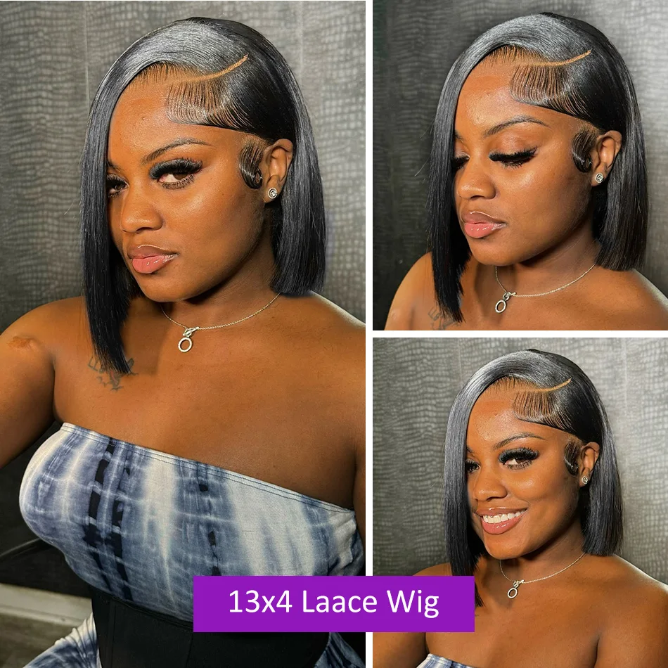 Brazilian 250% Bone Straight 13x4 Lace Front Wigs 13x6 Short Bobs Human Hair Frontal Wigs Pre Plucked 5x5 Closure Wig