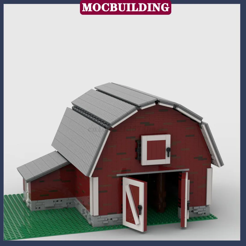 MOC City Big Barn Model Building Block Assembly Farm Street View Architecture Collection Series Toy Gifts