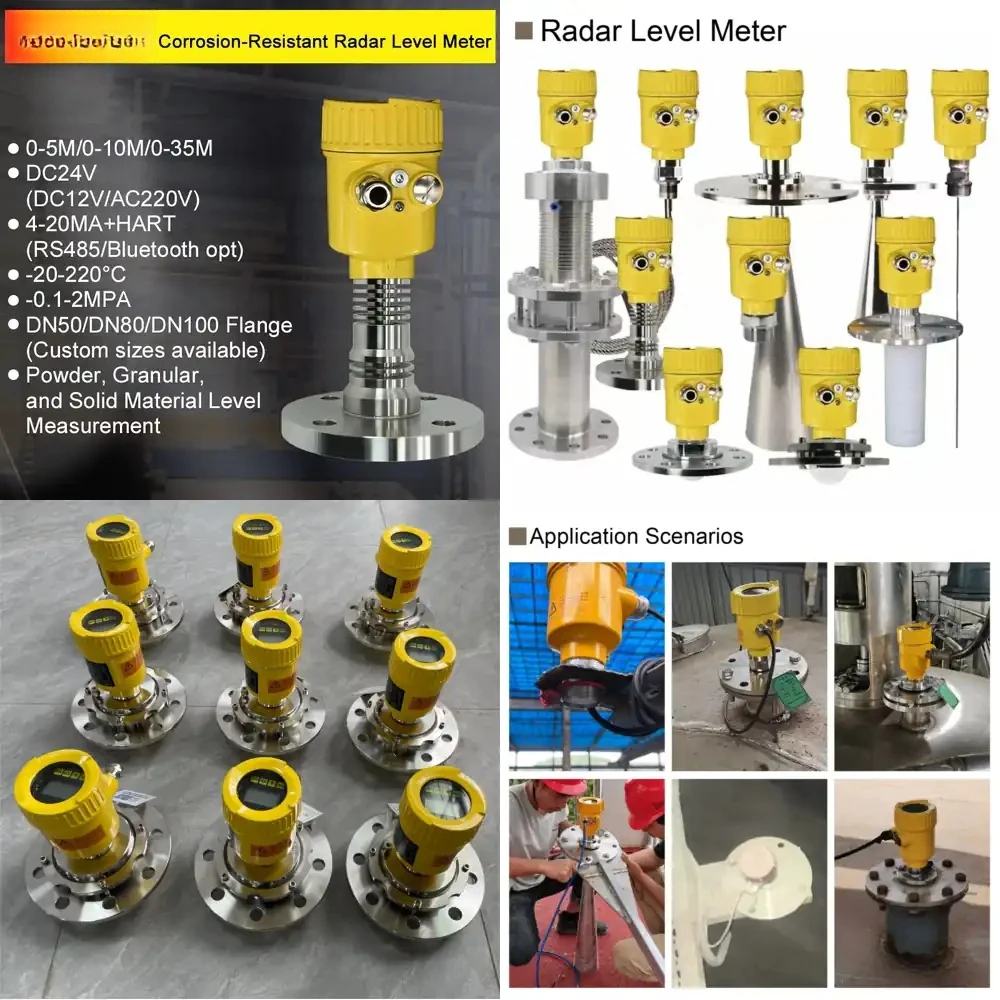 

80GHz Level Transmitter for DN50 DN80 DN100 Industrial Liquid Solid Level Sensor Temperature