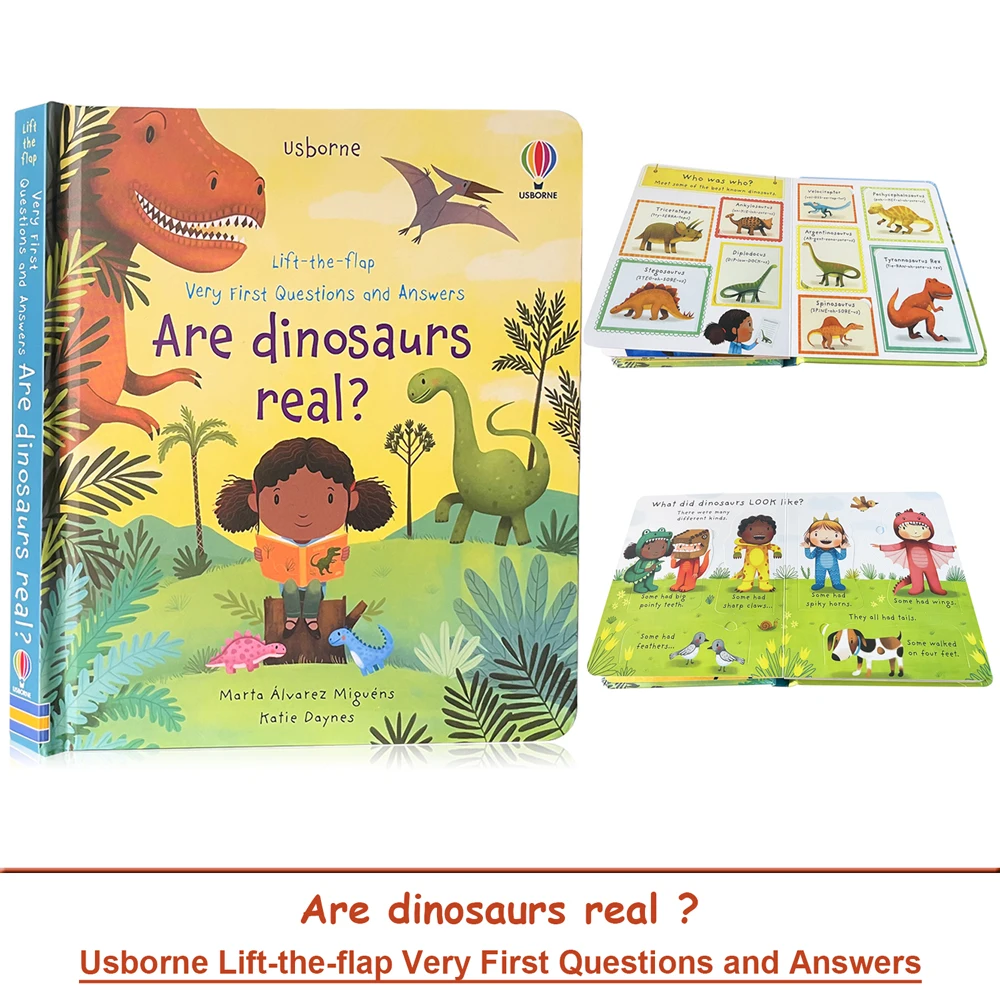 

Usborne Lift The Flap Very First Questions & Answers Are Dinosaurs Real  English Picture Book for Kids Reading 3D Board Books