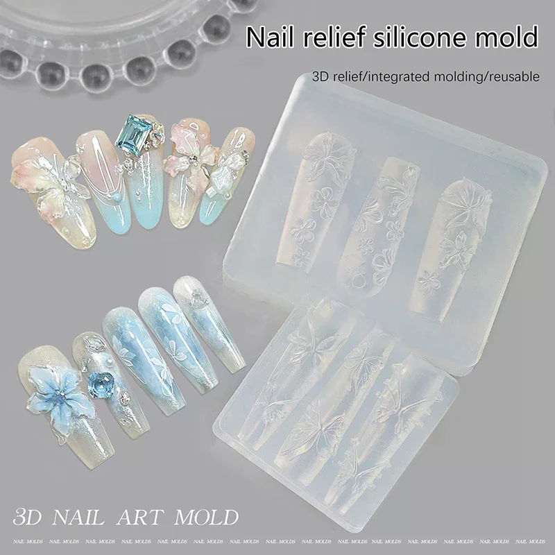 

3D силиконовая форма для маникюра: бабочки, трафареты для ногтей, инструменты для гель-маникюра, нейл-арт