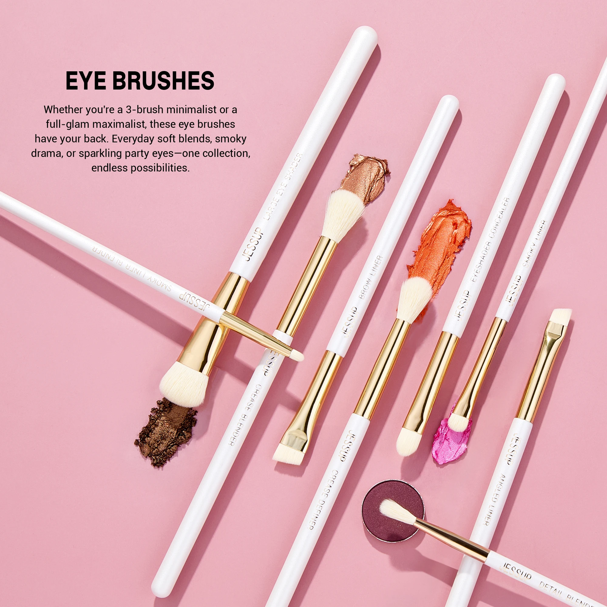 Jessup 15pcs Makeup Brushes Set Synthetic Soft White Shimmer Handle Foundation Contour Concealer Eyeshadow Cosmetic Tool T518 - view 5