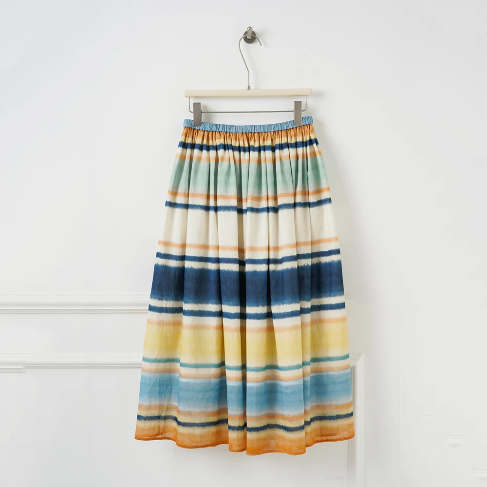 

Fashionable Printed Cotton Y2k Women's Skirt with Elastic Waist Elegant Commuter Versatile A-line Skirt Design for Early Autumn