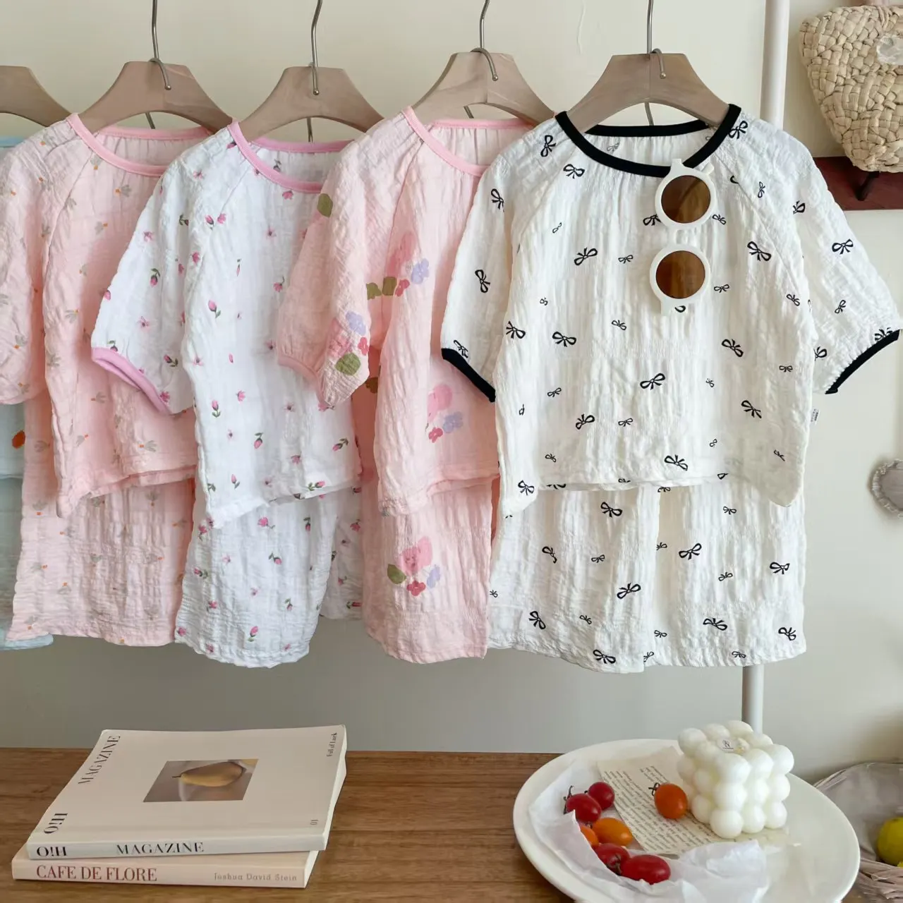Frühling Atmungsaktive Kinder Nachtwäsche Sets 0-7Y Kinder Mädchen Gedruckt Homewear Pyjama Sets Sommer Gaze Stoff Weiche Täglichen Loungewear – Detail 13