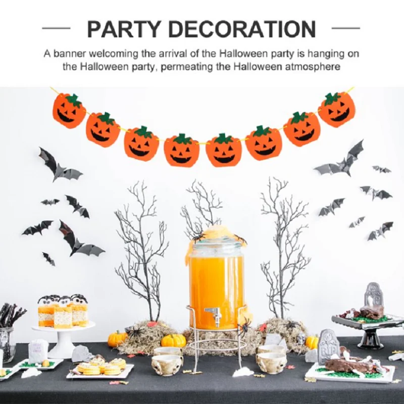 Halloween Pumpkin Banner Halloween Party Decorations Outdoor Indoor Decor, Happy Halloween Accessories for Home