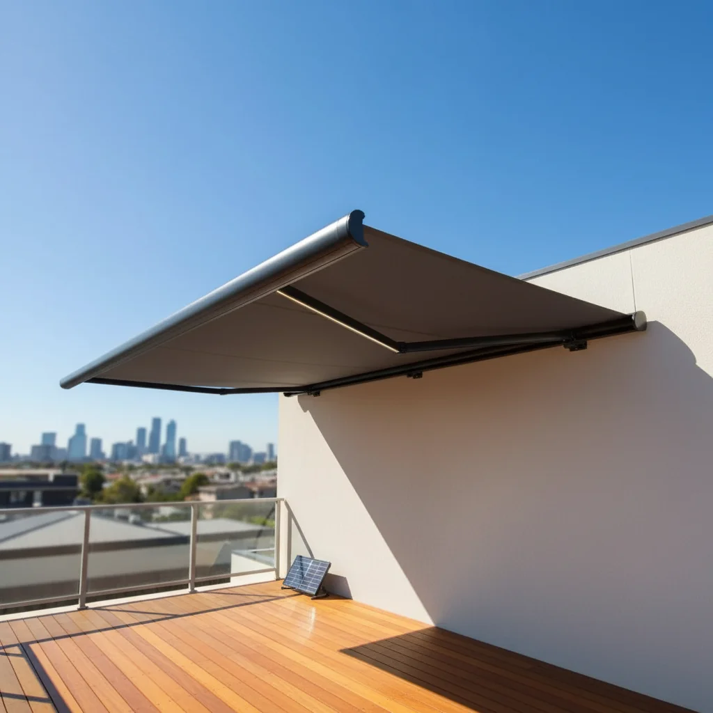 

Electric Full Cassette Awning Outdoor Motorized Retractable Awning Wall Mounted With LED Light