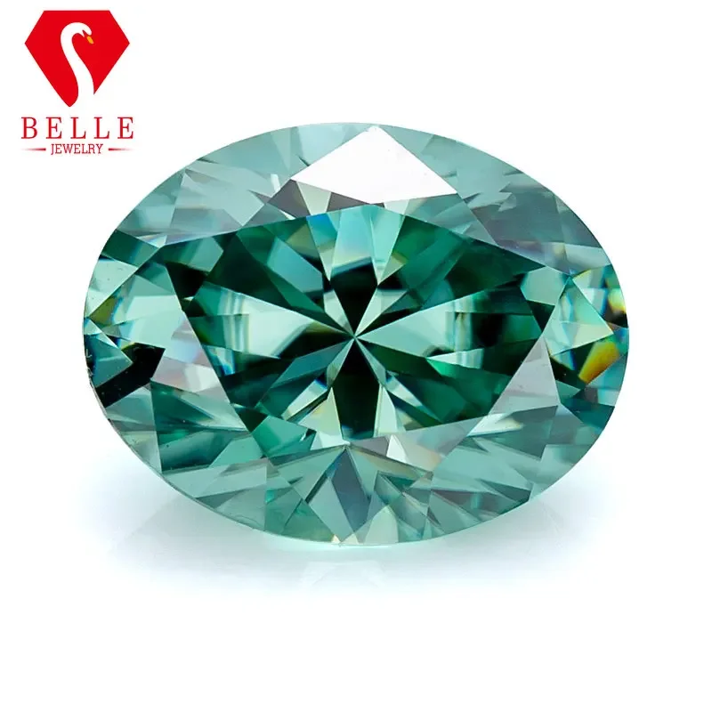 BELLE Hot Sale Excellent Green Brilliant Oval Cut Loose Moissanite VVS1 GRA Certificated Diamond Beads for Jewelry Making Charms