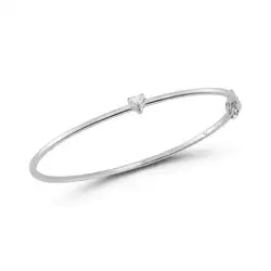 Simple Single Stone 5A Heart Shaped Cubic Zirconia CZ Bangle Fashion Iced Out Bling Women Jewelry