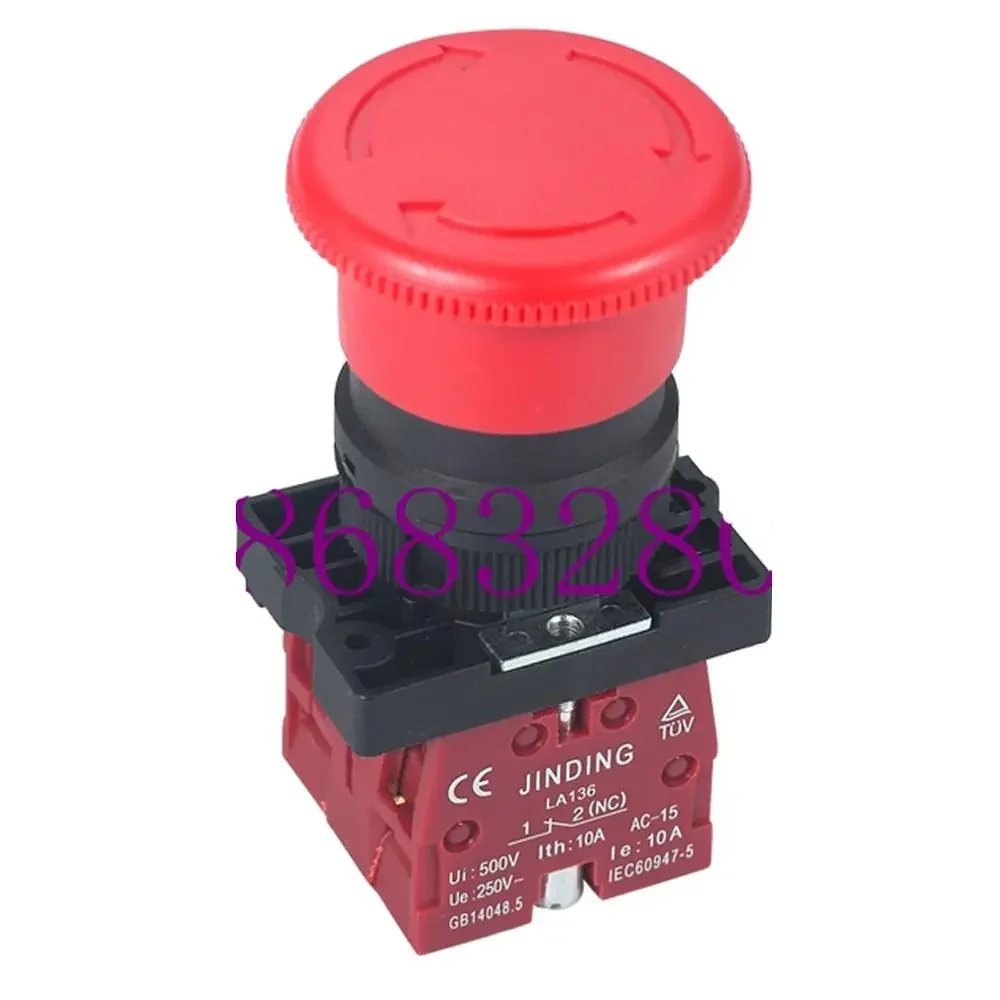 

JDNN LA136 550V 10A IP55 NO Emergency Stop Pushbutton Switch Micro-Electric Control Mushroom Knob Switch for Electric Hoist