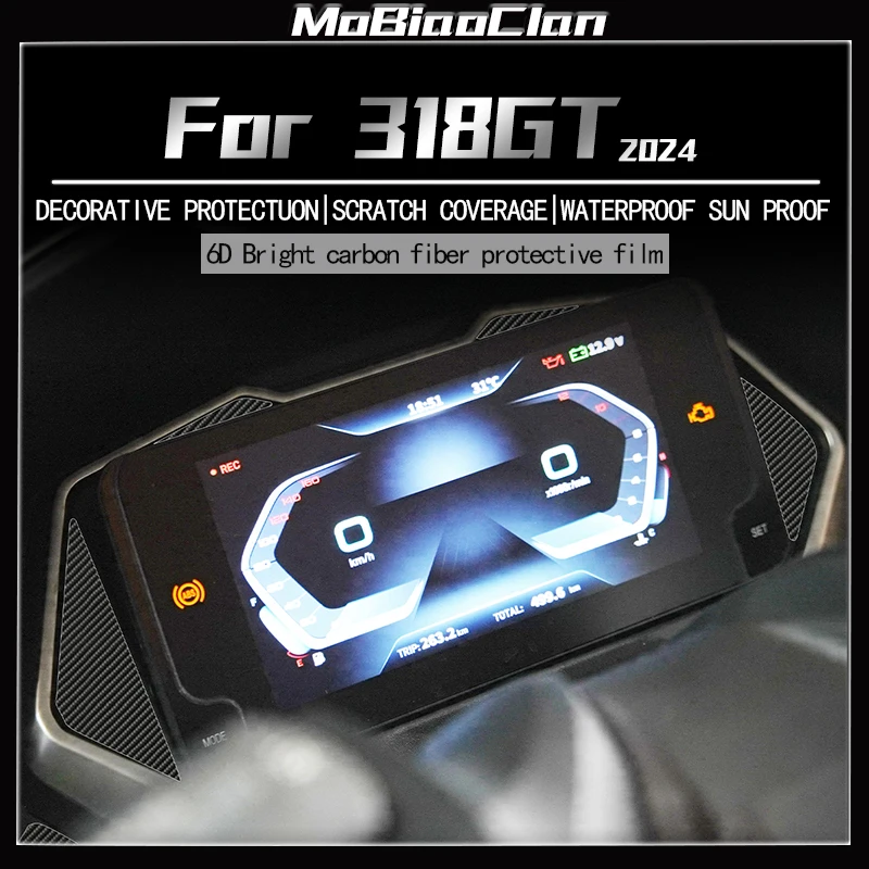 For ARIIC 318GT 2024 6D Motorcycle Carbon Fiber Decorative Stickers Anti Slip Film Fuel Tank Stickers Modified Accessories