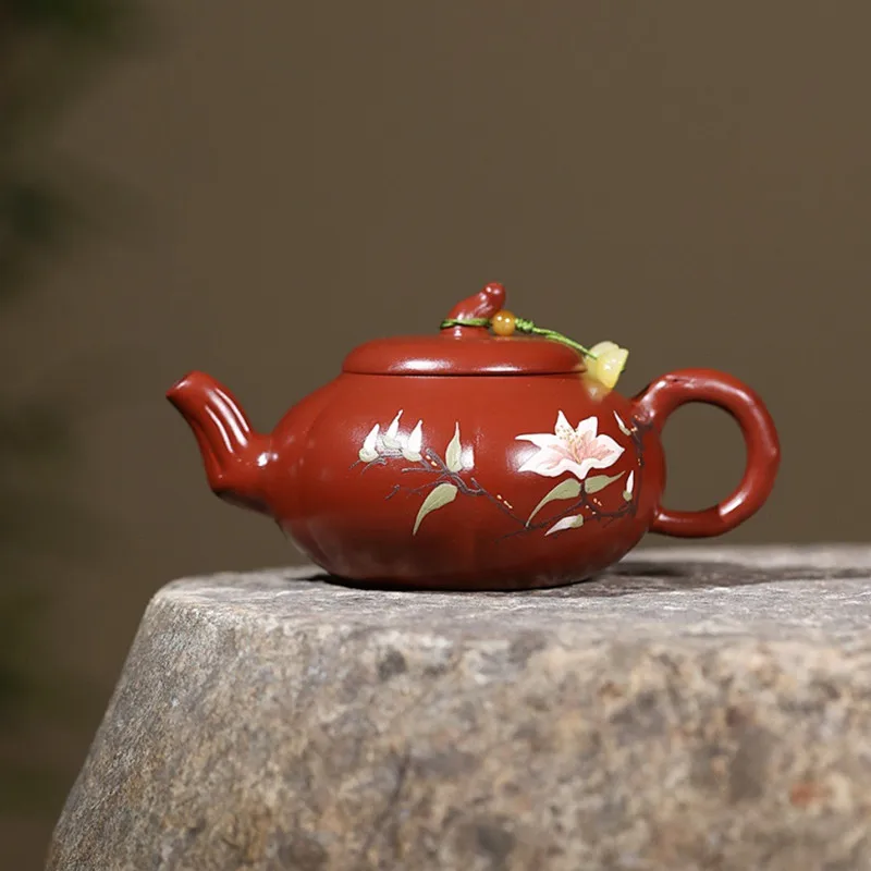 

Yixing Handmade Purple Clay Teapot Pumpkin Shape Tea Pot Raw Ore Dahongpao Kettle Household Chinese Zisha Tea Set Gifts 250ml