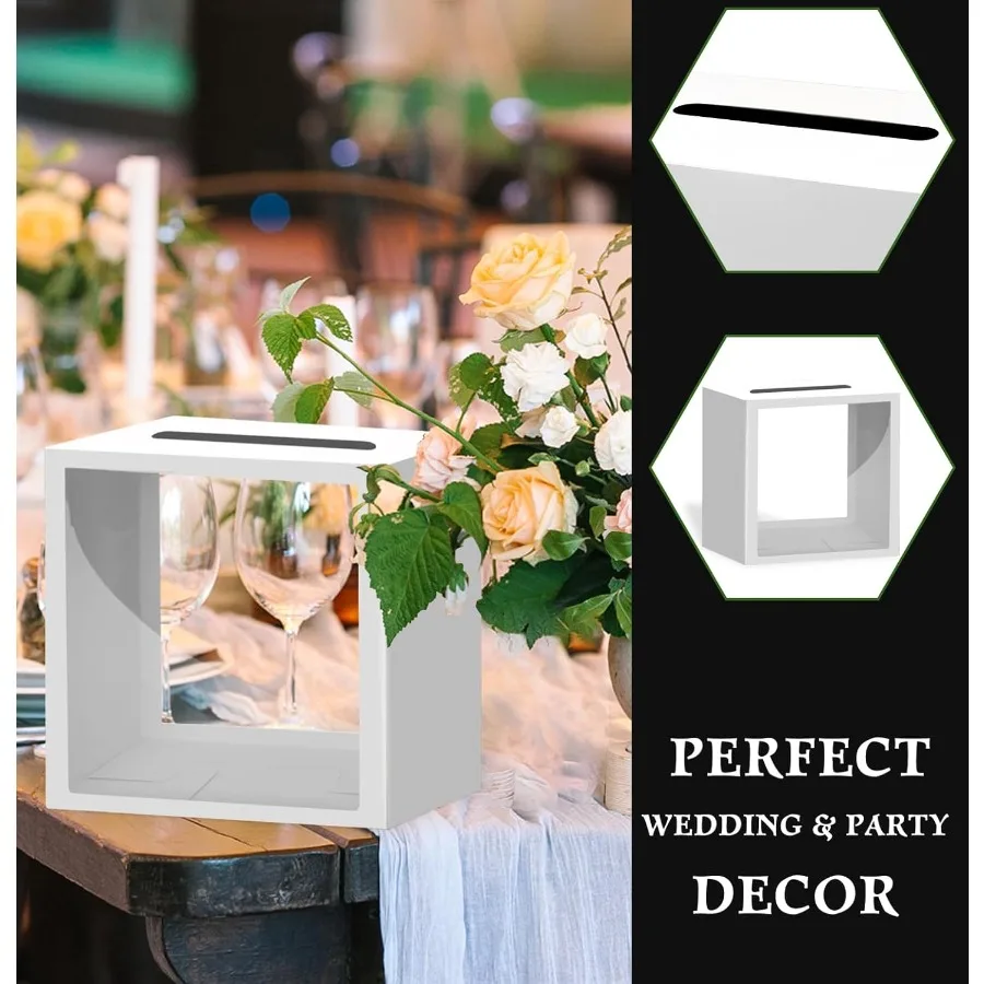 กล่องการ์ดสีขาวสำหรับงานปาร์ตี้ พร้อมหน้าต่างใสสำหรับใส่การ์ด สำหรับงานแต่งงาน วันเกิด งานรับปริญญา งานเลี้ยงฉลองทารกแรกเกิด ของตกแต่งงานเลี้ยง