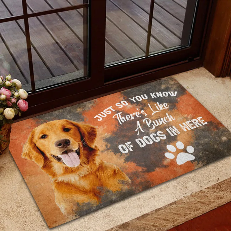 

Animal Shaped Golden Retriever Hunting Dog Pattern Design 3D Printed Dog Door Mat Wear Resistant Floor Mat for Changing Shoes