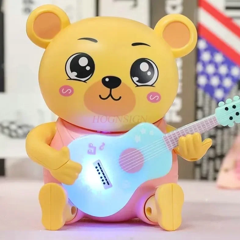 Babys pielzeug kann Gitarre singen und spielen, kleine Frösche von 0 bis 12 Monaten alt, mit Ton und beweglichen Lichtern und Musik