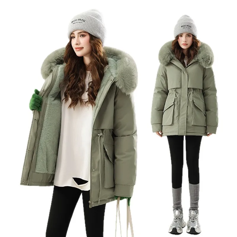 Parkas Apparel Womens Fall Feminine Minimalist Woven Long-Sleeved Opening Panelled Cinched Stand-Collar Baffled Multi-Functional view 5