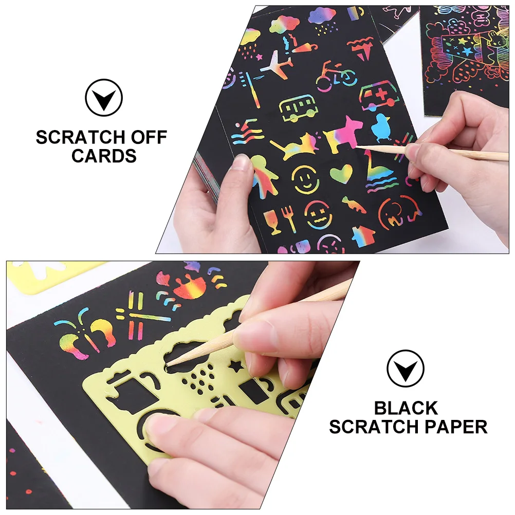 Scratch Set Tools for Kids Hand-painted Cards Black Paper Jam Children DIY Toys