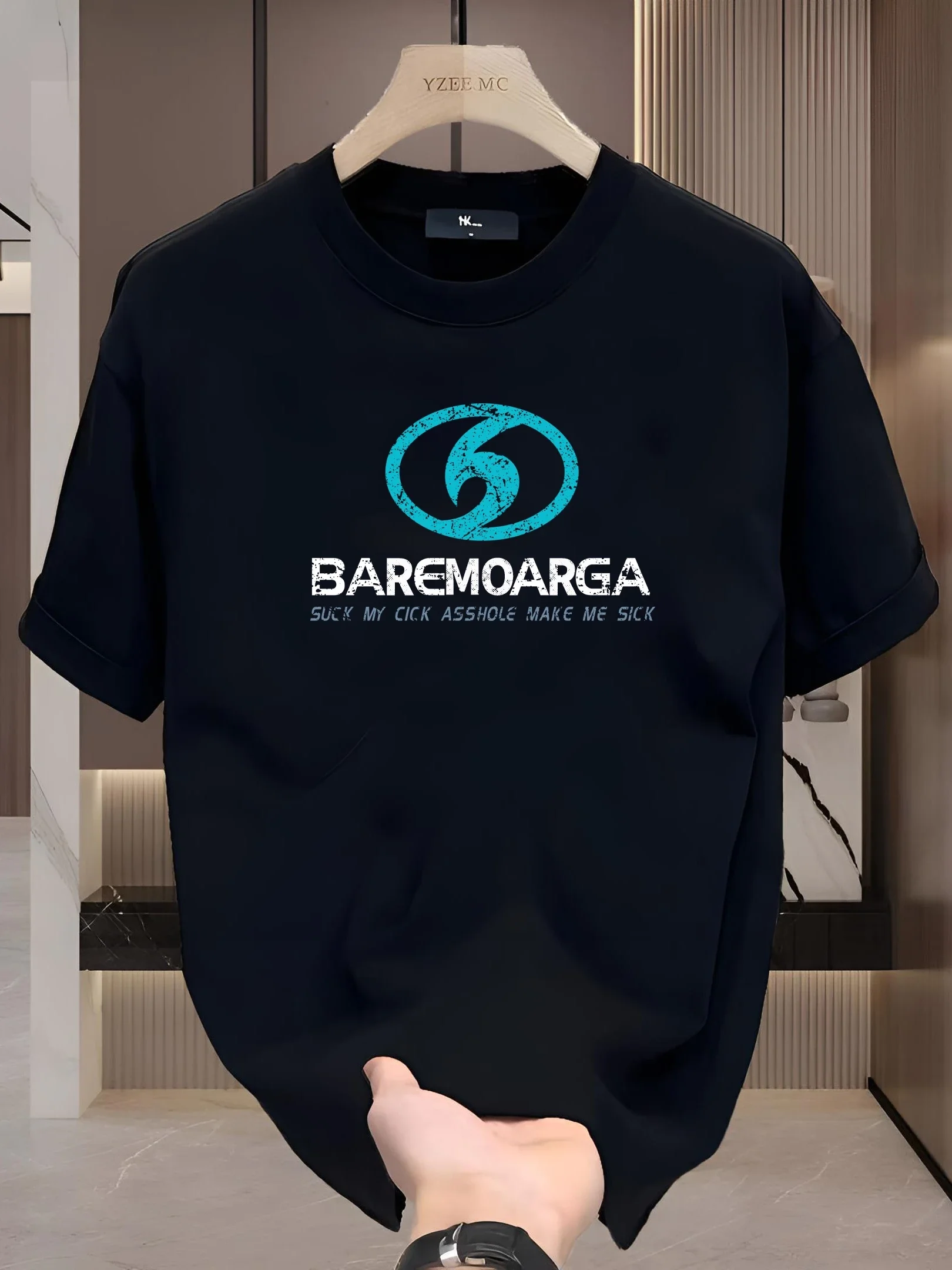 

2025 Paris Fashion Show Short Sleeve T-Shirt Men's and Women's Entities Same Graffiti Printing Bajia LOGO Crew Neck Loose T