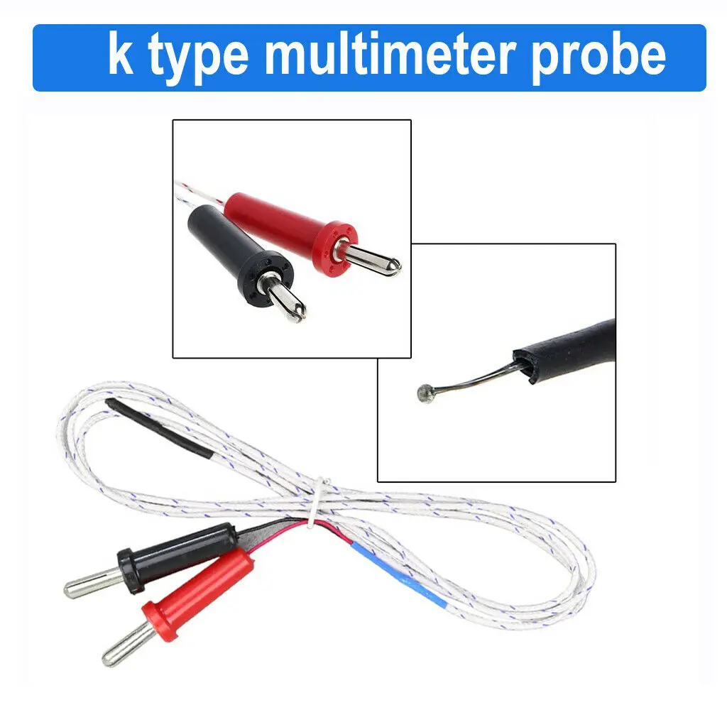 1M K Type Thermocouple Temperature Probe with Banana for Accurate Multimeter Testing of Electronic Circuits and Components