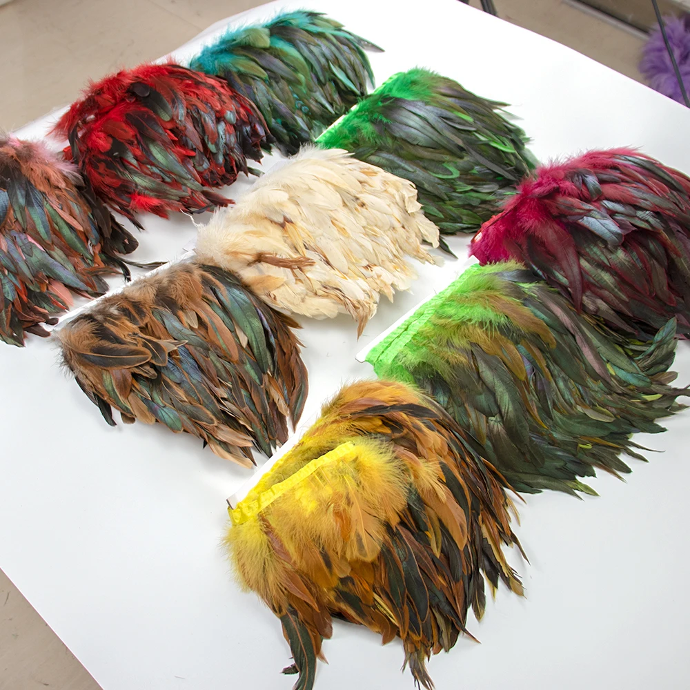 1/5/10M Natural Rooster Feather Fringe Trim for Sewing Fluffy Chicken Feathers Trimmings Party Clothes Dress Decoration Accessor