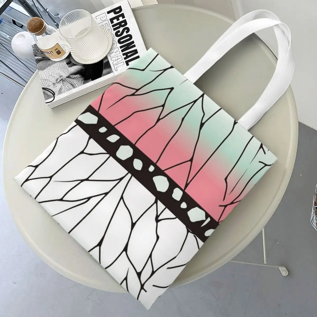 Kimetsu No Yaiba Shopper Bag Demon Slayered Bolsas ao ar livre Senhoras Bolsas de compras personalizadas Lazer Bolsa de poliéster