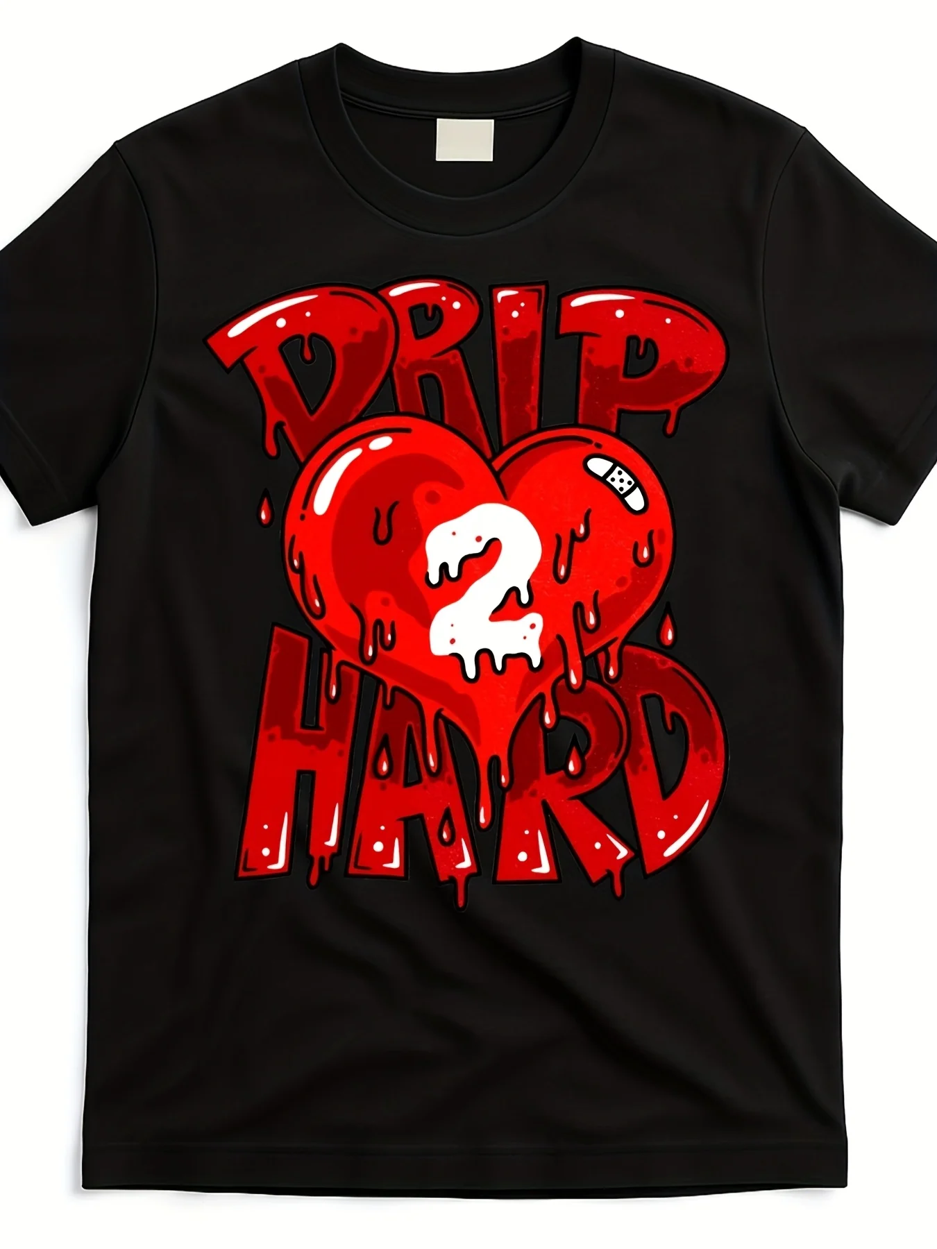 Unisex Crew Neck T-Shirt Drip Too Hard Heart Dripping Cool Swag Team Matching Sneaker Gift Idea T Shirt Same Style for Men And Unisex Summer Short Sleeved Printed T Shirt Pure Same Style