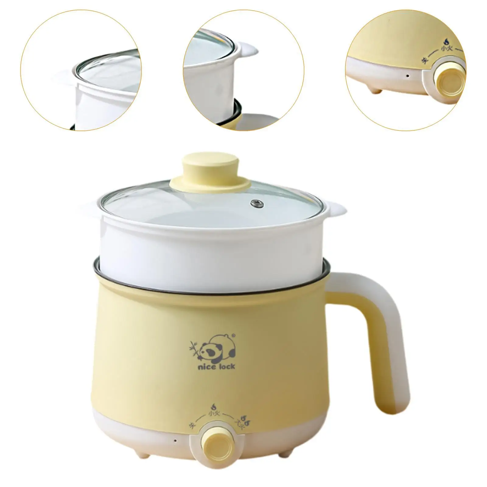 Mini Hot Pot Multipurpose Stainless Steel Mini Travel Cooker Noodles Cooker Electric Rice Cooker for Oatmeal Eggs Pasta Soup Fry