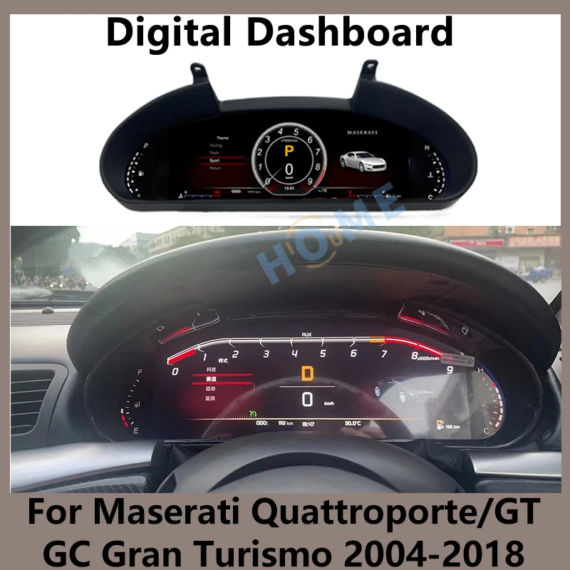 12.3 Inch LCD Dashboard For Maserati GT Gran Turismo Quattroporte 2004 - 2018 Linux Digital Speedometer Virtual Cockpit Panel