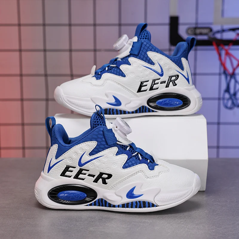 

A pair of children's four-season leather high-top basketball shoes, wear-resistant basketball shoes, sizes 31-40，HL-2798