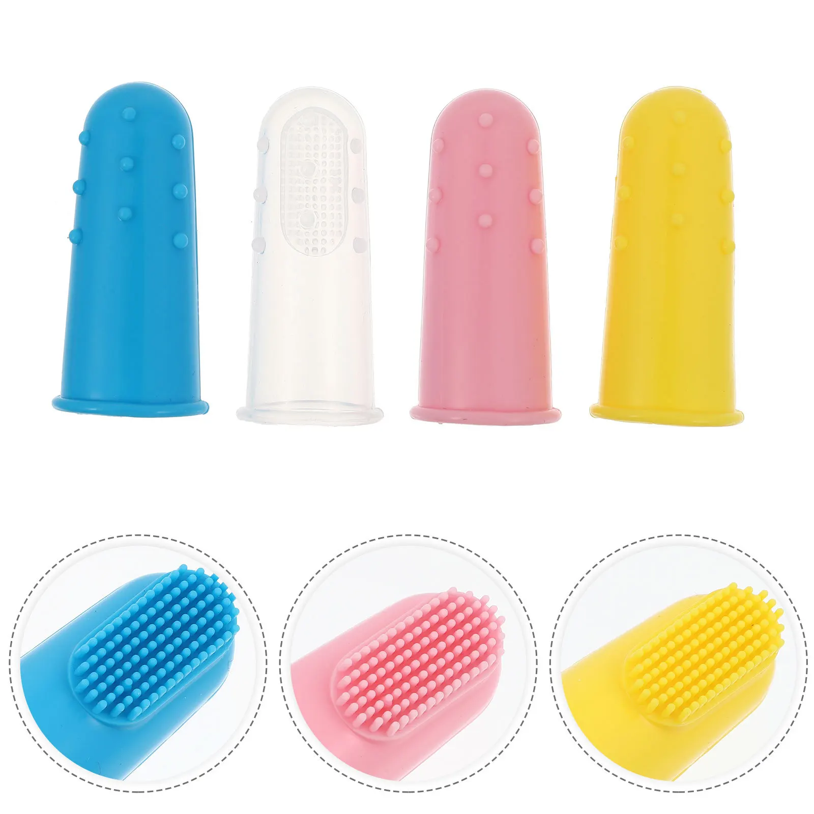 

4Pcs Toddler Finger Toothbrush Portable Baby Oral Care Tool Easy Clean Storage for Travel Baby Finger Toothbrush