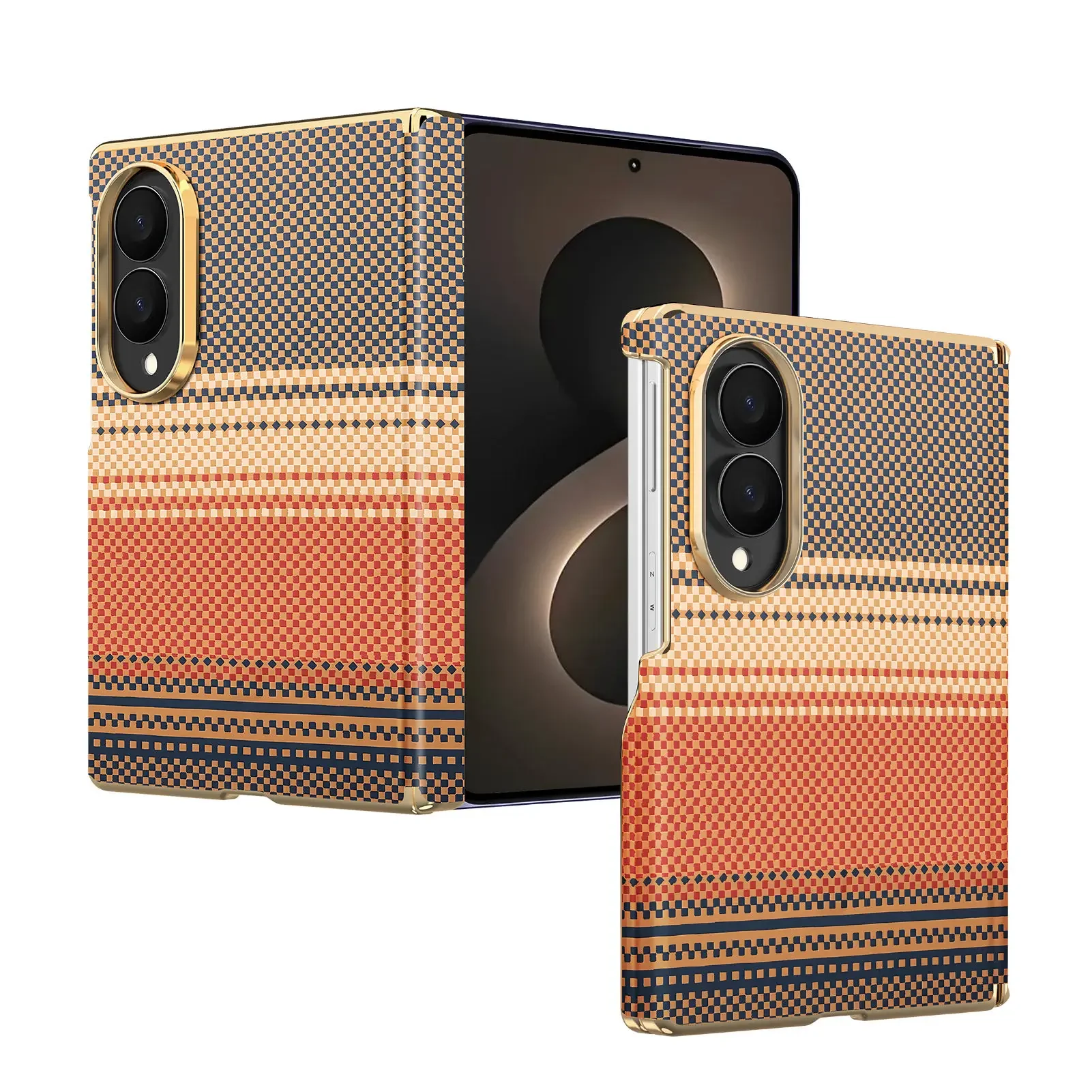 Luxury Business Magnetic Carbon Fiber Pattern Case for Samsung Z Fold 8, Wide Shockproof Magsafe Dual-Axis Protection Cover