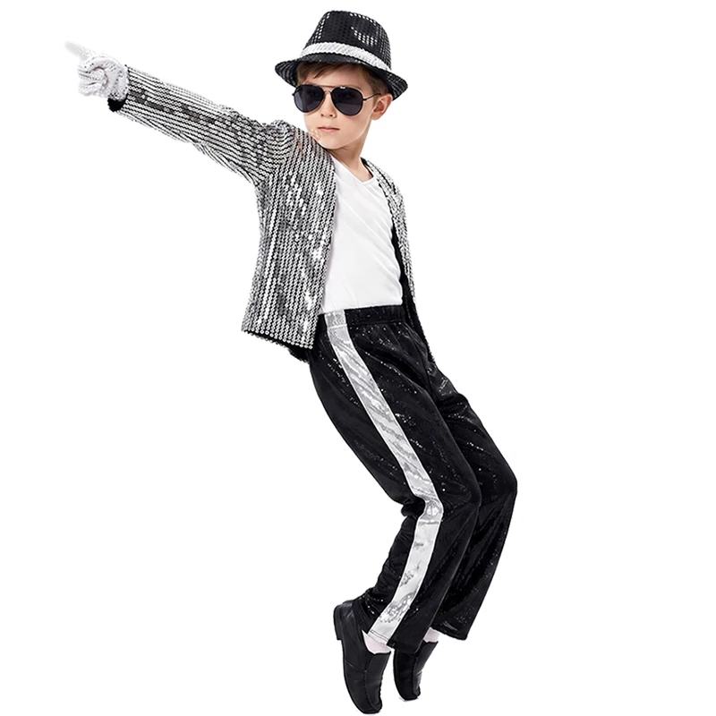 Disfraz Infantil de Michael Jackson, Estrella del Pop de los 80, para Halloween, Cosplay, Discoteca, Hip Hop, Actuación, Carnaval, Traje para Niños